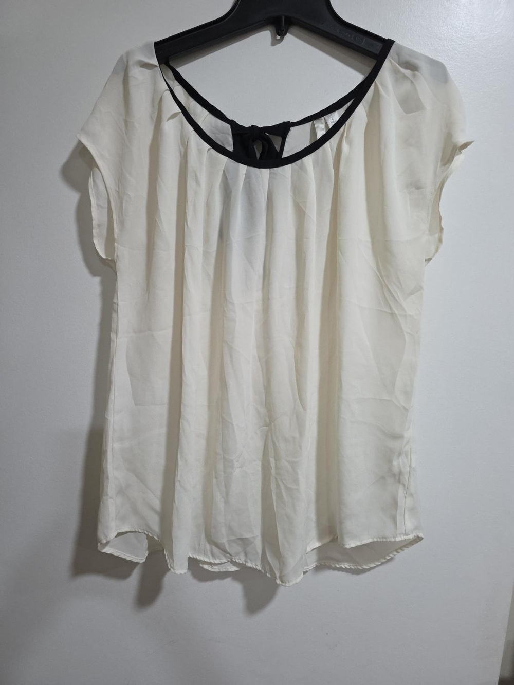 LC Lauren Conrad Cream Blouse with Black Trim